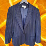 Petite Sophisticate Blue, Green, Maroon and Yellow Pinstripe Blazer Size‎ 10 Blue Size 10P Photo 0