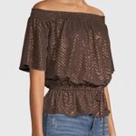 White House | Black Market  off the shoulder brown & gold top NEW Photo 0
