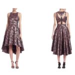 Sachin + Babi SACHI & BABI NOIR METALLIC ROSE GOLD HI-LO Cut Out sleeveless midi floral GOWN 0 Photo 1