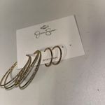 Jessica Simpson 2 New  Gold-Tone Hoop Earrings Hoops 2.5" & 1.25" Photo 2