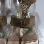 Coach Vienna Gold Pebble Leather T-Strap Wedge Sandal Photo 1