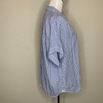 H&M Blue Vertical Pin Stripe Blouse Flowy Oversized Sz 4 Photo 3