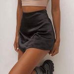 Lyaner Satin Black Mini Skirt Photo 0