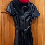 Divided  BY H&M FAUX BLACK LEATHER SHIRT DRESS WITH BELT SIZE M NWOT Photo 1