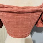 Windsor Women Coral Peasant Lace-Up Off the Shoulder Cottagecore Cropped Top L Photo 8