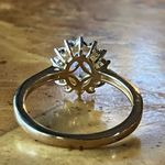 Natural Rainbow Moonstone Sterling Silver Halo Ring Size 6 Gold Photo 3