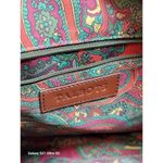 Talbots Quilted Black Tote Bag Brown Leather Handles Paisley Inside Lining Photo 5