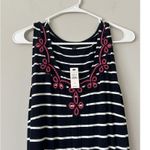 Talbots  Embroidered Tassel Belt Stripe Jersey Maxi Dress Sz M Summer Preppy New Photo 5