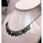 Silver Tone Leaf Charm Bib Necklace Boho Festival Statement Costume Jewelry Photo 1
