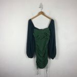 Princess Polly  Aleena Green Ruched Mini Dress Size 12 Long Balloon Sleeve Photo 2