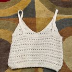 ZARA Crochet Bohemian Sweater V Neck Crop Tank Top Cream Women’s Size Medium Photo 2