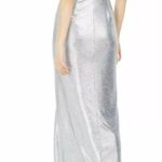 Eliza J Silver Surplice Evening Gown NWT Size 10 Maxi Dress Glam Photo 1