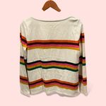 Talbots Cute creamy stripe heavyweight long sleeve top cotton multicolored rainbow Photo 3