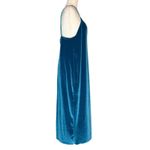 ZARA  Velvet Cocktail Slip Dress L Large Draped Blue Velour Rhinestones Photo 4