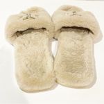 Tory Burch Ivory Jeweled Shearling Slippers Size 6.5 Hard Sole Slip On Photo 7