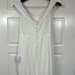 Lulus  Arienne Classic White Off-the-Shoulder Button Detail Mermaid Maxi Dress L Photo 5