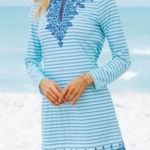 Cabana Life Nautical Stripe Embroidered Tunic Cover Up Size XS Photo 0