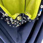 Cache  Evening Gown Jeweled Beaded Embellished High Neck Mesh Formal Navy Blue 2 Photo 2