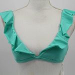 Trina Turk New Key Solids Ruffle Flutter Bikini Top Aqua Blue Size 4 TT8BF83 Photo 0