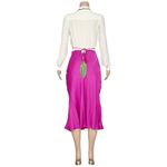 Farm Rio  Strap Detail Satin Finish Midi Skirt, Pink, Small Photo 5