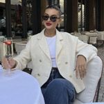 ZARA  Textured Tweed Double-Breasted Blazer in Ivory Cream Size Small NWT Photo 5