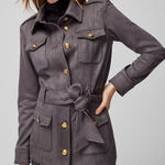 White House | Black Market Stormy Gray Ultra Suede Safari Jacket Large Photo 0