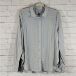 Madewell  Women Grey Silver Long Sleeve Crinkled Relaxed Button Up Shirt small Photo 6