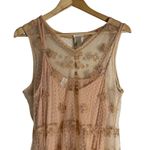 Sundance Nude Embroidered Chiffon Mesh Swiss Dot Slip Midi Dress Size Medium Photo 1