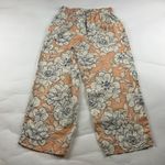 Rachel Zoe Peach Floral Print Linen Relaxed Leg Cropped Pant M Photo 4