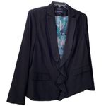 Anne Klein NWT 🖤  Dressy Black Blazer/Jacket, Floral Print Lining, Zip Closure Photo 2