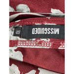 Missguided  Red Floral Satin V-Neck Open Back Short Sleeve Mini Shirt Dress Sz 10 Photo 2