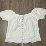 Full Tilt  Cottagecore White Cotton Lace Embroidered Cropped Top Size Small​​ Photo 6