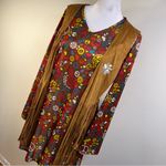 Spirit Peace  Love Hippie flower Power Adult Costume Fringed Vest Polyester M/L daisies Photo 5