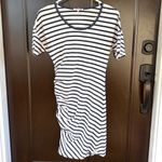 Sundry EUC  Striped Nautical Ruched Tee Dress Blue White Size Small Photo 2