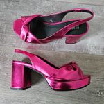 Kenneth Cole Reaction Rylee Hot Pink Metallic Slingback Platform Sandals Size 8. Photo 1