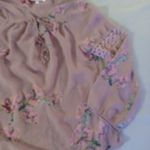 Black Rainn  womens sheer tan floral blouse size Petite Large Photo 3