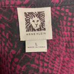 Anne Klein Snake Print Button Up Shirt Blouse Size L Burgundy Roll Tab Sleeve Photo 6
