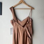 Fame and Partners NEW Dress Francois Bronze Satin Draped Maxi Gown Size 14 Photo 7