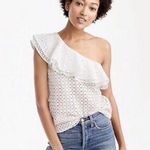 J.Crew  One Shoulder Eyelit Ruffle Blouse Photo 0