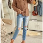 Elegant Brown Button Down Shirt for Women oversized Med Photo 4
