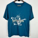 True Religion Graphic Tee XS Blue Guitar Logo Boyfriend Fit Streetwear Casual Photo 0