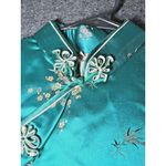 Japan Kimono Chinese Cheongsam Green Satin Oriental Womens Size 40 Zip Vintage Photo 4