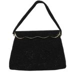 S&T 1950s Vintage Handbag Black Beaded Clutch Bag Purse Hand Beaded New York Photo 5