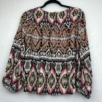 Anthropologie Figueroa Flower  Peasant Top Blouse Shirt Crochet Geo Black Pink M Photo 6