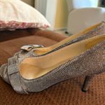 Stuart Weitzman   Bow Shimmery Peep Toe Heels Photo 1
