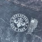 Affliction Vintage Y2K Live Fast Black Gem Rhinestone Cross Printed Tee Photo 7