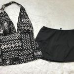 Jantzen  Halter Tankini Top Skirted Bottoms Womens 10 Black White Two Piece‎ Photo 11