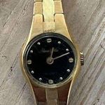Pierre Vallee Gold Plated Vintage Ladies Watch Black Dial Gold Plated Bracelet Photo 3