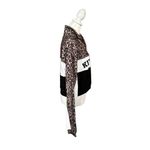 Kittenish Animal Print Color Block Oversized 1/4 Zip Cropped Pullover Small Photo 1