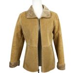 Guess VTG Shearling 100% Leather Patchwork Tan Full zip Jacket Size Small Photo 15